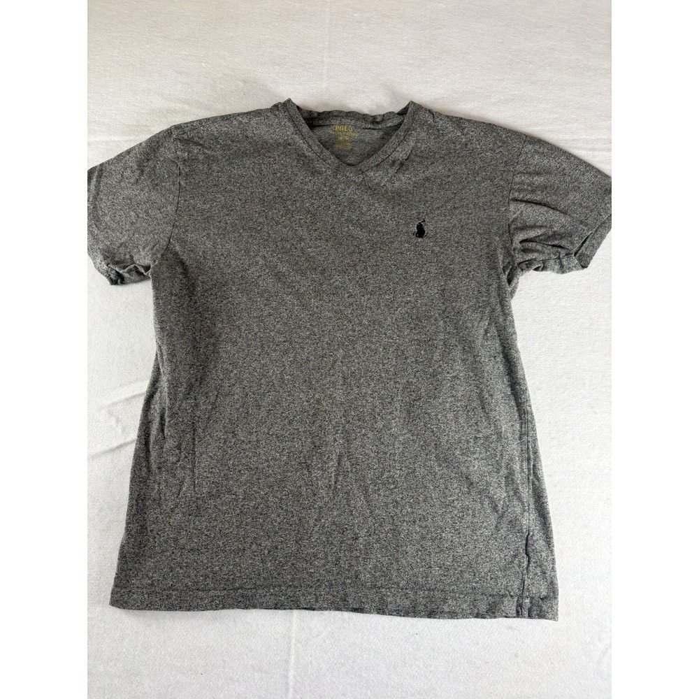 POLO Ralph Lauren Men's S Basic T Shirt 100% Cotton Gray‎ Heather V Neck EUC